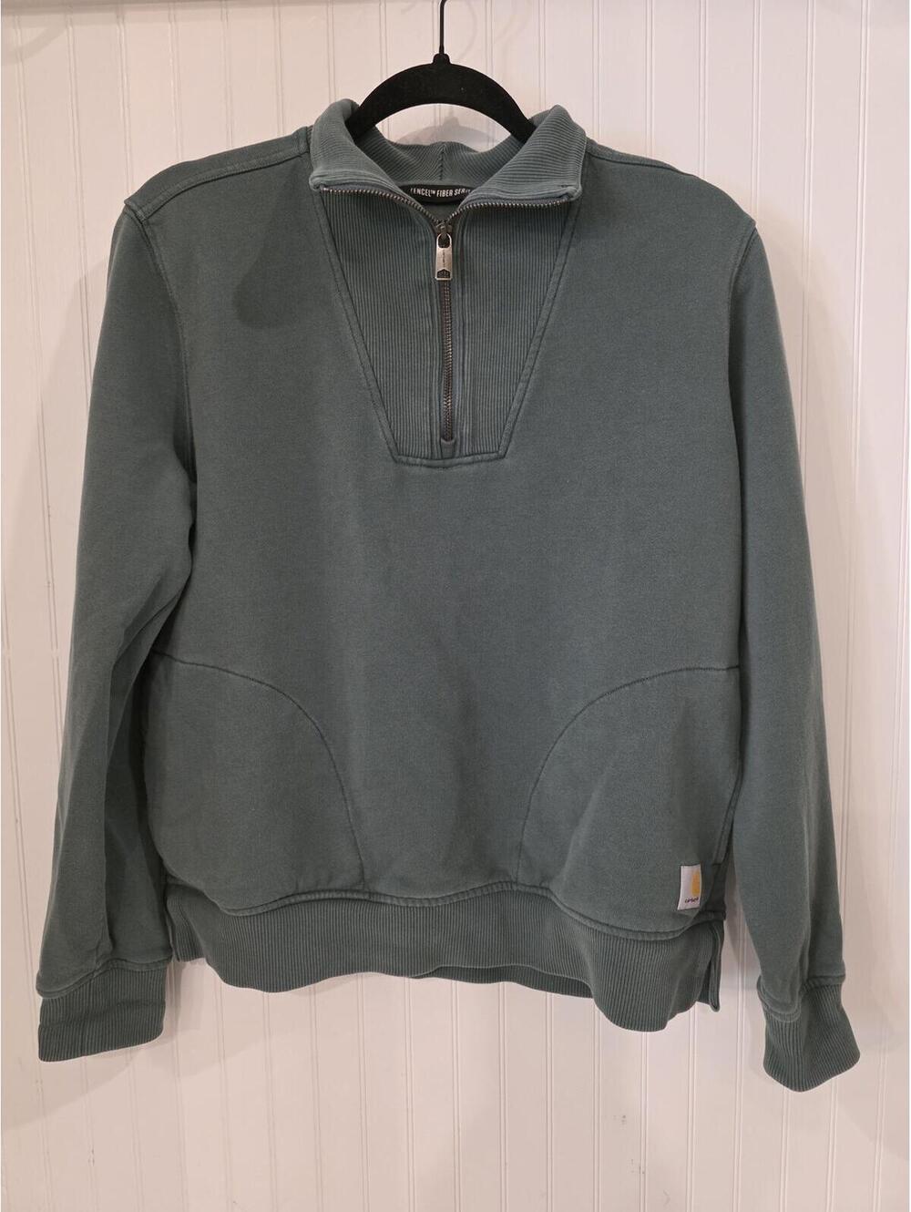 Loose Fit Midweight Quarter Zip Mock Neck Sweatshirt – women’s Size M – Green